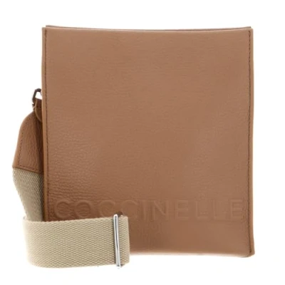 Afbeelding van COCCINELLE Leren Schoudertas Myrtha Maxi Log Crossbody Bag Grained Leather Skin Lichtbruin