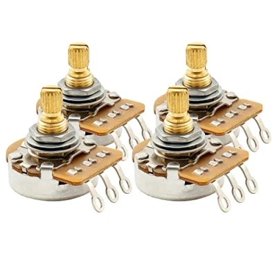 Afbeelding van Musiclily Pro HD B250K Messing Metric Coarse 18 tandjes Lineair Potmeter Split Short Shaft voor Elektrische Gitaar en Basgitaar(4 stuks)