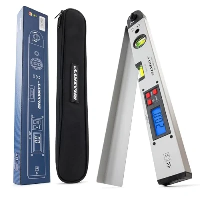 Afbeelding van waterpas gradenboog 0 230 Roterende LCD display 450mm voor meten, renoveren &amp; bouwen Zilver