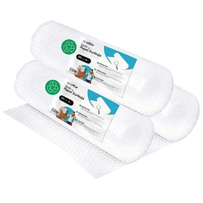 Afbeelding van Luchtkussenfolie, gerecyclede noppenfolie, noppenfolie voor verhuizingen, verpakkingen en dozen, verpakking, m office (50 cm x 5 m, 3 stuks)