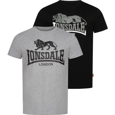 Afbeelding van Lonsdale Normale Passform Doppelpack Loscoe Tshirt print, Heren, Maat: Medium, Marl grey black