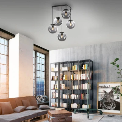 Afbeelding van Just Light 5 lichts plafondlamp Big Widow zwart 14602 18