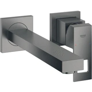 Afbeelding van Grohe eurocube wastafelmengkraan m size wand eengreeps 2 gats g1 231mm uitloop vast hard graphite geborsteld 23447al0