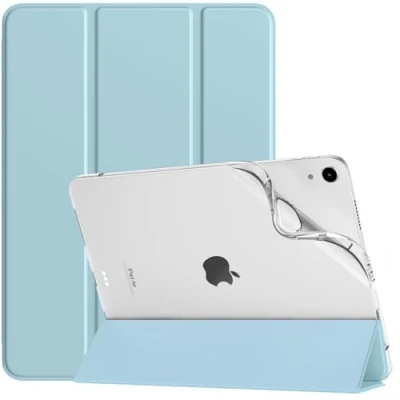 Afbeelding van TiMOVO hoes voor iPad Air 11 inch M2 2024, 6/5/4 (2024/2022/2020) 10,9 inch, slanke met zachte TPU doorschijnende matte achterkant, automatische slaap /ontwaakbeschermhoes,