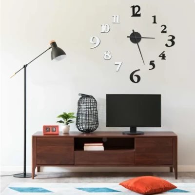 Afbeelding van vidaXL 3D wandklok modern XXL 100 cm zwart en wit
