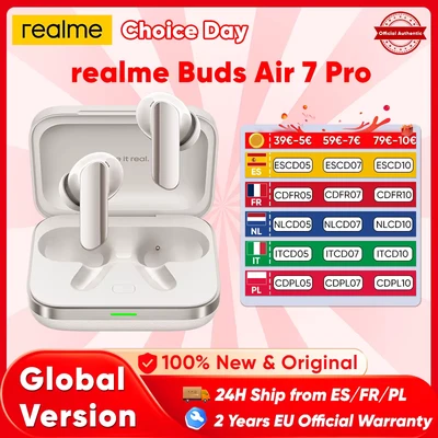 Afbeelding van Globale versie realme Buds Air 7 Pro Draadloze Oortelefoon 53dB Real time Noise Cancellation 11+6mm