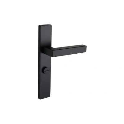 Afbeelding van Lavuzo deurkruk Viterbo Zwart met rechthoekig schild WC63/8 badkamersluiting Per set