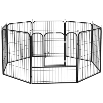 Afbeelding van PawHut Puppy uitloop voor puppyren individueel ontworpen metaal zwart D06 107