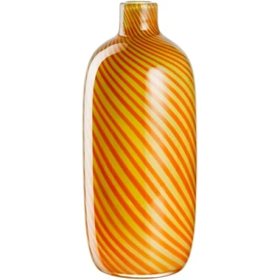 Afbeelding van LEONARDO HOME Filo Colori 047516 Vaas, 1 stuk, handgemaakt kunstwerk, mooi unicaat, gepassioneerd windlicht, moderne decoratieve vaas als highlight, hoogte 32,7 cm, geel