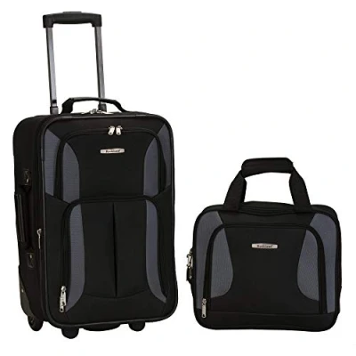 Afbeelding van Rockland Mode Softside Rechtopstaande Bagage Set, Zwart/Grijs, 2 Piece Set (14/19),