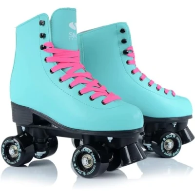 Afbeelding van SMJ sport klassieke retro rolschaatsen voor dames, ABEC7 kogellagers, mintroze, meisjes rolschaatsen, inline skates, maat 35, 36, 37, 38, 39, 40, 41 (turquoise, 39)