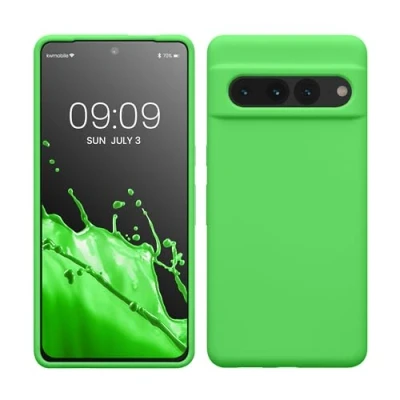 Afbeelding van kwmobile telefoonhoesje geschikt voor Google Pixel 7 Pro Hoesje met siliconen coating Smartphone case in limoengroen