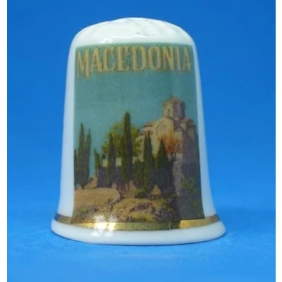 Afbeelding van Birchcroft Porselein China Collectible Vingerhoedje Reisposter Macedonië met Doos
