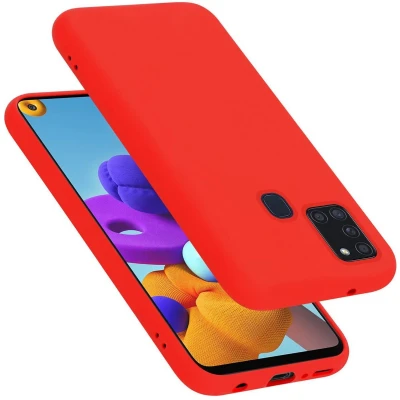 Afbeelding van Cadorabo Hoesje geschikt voor Samsung Galaxy A21s in LIQUID ROOD Beschermhoes gemaakt van flexibel TPU silicone Case Cover