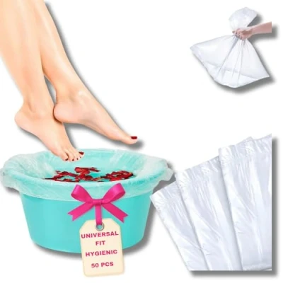 Afbeelding van LALILL 50 stk. wegwerp voetzakken zakken voor pedicure spa podologie badkuip, voetbad plastic voetenbak wastafel voeten zak