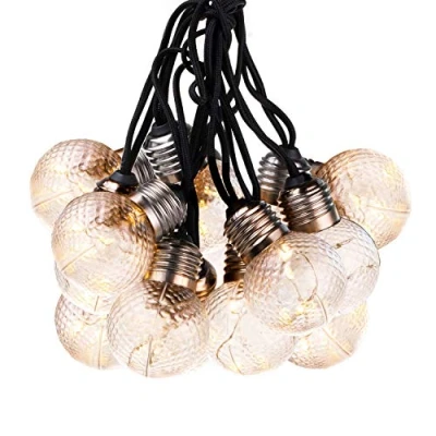 Afbeelding van DecoKing 10 delige LED lichtketting met timer gloeilampen, warm wit, statisch op batterijen werkende slinger, tuindecoratie, kristallen bal