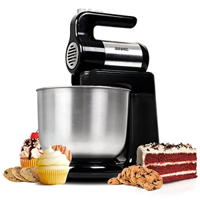 Afbeelding van Duronic SM3 Keukenmachine 300 W 2 in 1 Elektrische Handmixer en Keukenmixer 4 Liter Kom Kloppers Deeghaken Garde 5 Snelheden &amp; Turbo Voor Cakes, Koekjes, Cupcakes, Slagroom etc