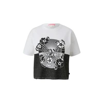 Afbeelding van QS Loosefit Tshirt print, Dames, Maat: Large, Schwarz