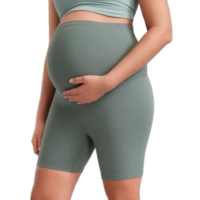 Afbeelding van CRZ Yoga Womens Butterluxe Zwangerschaps Biker Shorts Over De Buik 6&quot;.Zwangerschaps Workout Hardlopen Atletisch Grijze Salie M