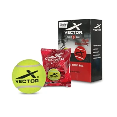 Afbeelding van Vector X Heavy Cricket Tennis Ball (Yellow, Standard Size) Material: Rubber Rebound Technology Durable (Pack of 6)