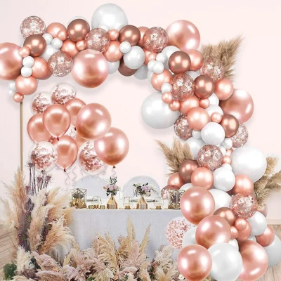 Afbeelding van FeestmetJoep® Ballonnenboog Rose goud &amp; Wit Verjaardag versiering