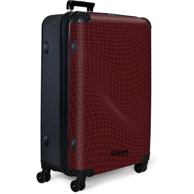 Afbeelding van NoBoringSuitcases.com® Koffer groot Reiskoffer lichtgewicht Rood met abstracte golvende lijnen Rolkoffer 4 wielen Grote trolley XL 98 liter bagage