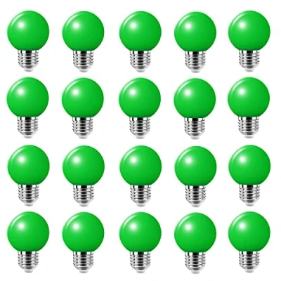 Afbeelding van Set van 20 gekleurde gloeilampen LED 2W E27 G45 verlichting gloeilampen, golfbal gloeilamp voor huis decoratie, tuin, feest, bruiloft, Kerstmis, groen