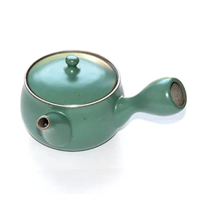 Afbeelding van Tea Soul B6021571 Traditionele Japanse Kyusu theepot van groen email, geïntegreerd filter, inhoud: 320 ml