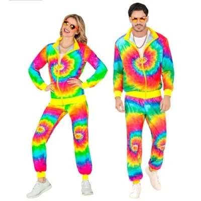Afbeelding van WIDMANN Groot formaat neon Tie and Dye trainingspak voor volwassenen XL