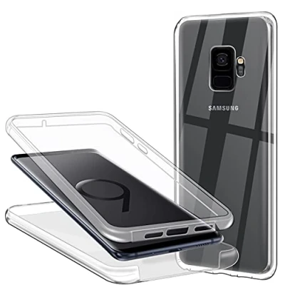 Afbeelding van CHIMUCO Hoes voor Samsung Galaxy S9, 360 graden, transparant, volledige bescherming, krasbestendig, dunne transparante siliconen beschermhoes, harde PC achterkant + zachte TPU voorzijde