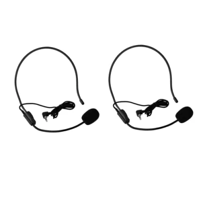 Afbeelding van Bekabelde microfoon, condensatormicrofoon, professionele hoofdband met 3,5 mm audio aansluiting voor presentatie, toespraak, reisgids, karaoke, onderwijs (2 stuks)