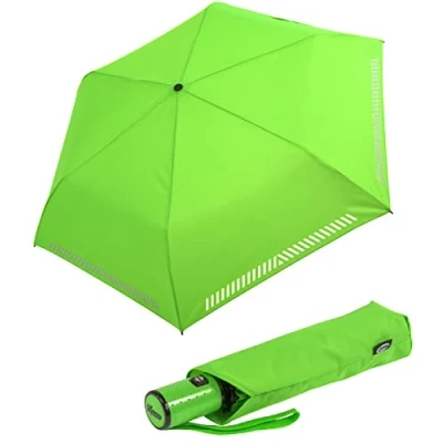 Afbeelding van Mini kinderparaplu Safety Reflex extra licht, neon groen automatisch, zakparaplu automatisch