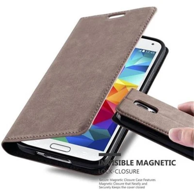 Afbeelding van Cadorabo Hoesje geschikt voor Samsung Galaxy S5 / NEO in KOFFIE BRUIN Beschermhoes Case magnetische sluiting Cover
