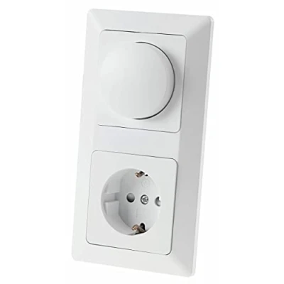 Afbeelding van MILOS contactdoos met led dimmer, mat wit, frame
