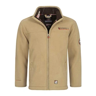 Afbeelding van Geographical Norway UBOLT MEN Mannen Polar Fleece Lange Mouw Comfort Comfortabele Jas Warm Zweet Zip Collar Hoodie Pocket Ideaal Winter Outdoor Activiteiten BEIGE S