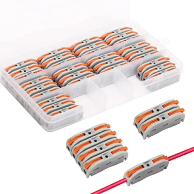 Afbeelding van Elektrische aansluitklemmen, KEEHOM 30 stuks SPL 1 snelaansluitklem kabelverbinder Aderklem met bedieningshendel Bilateraal vrij combineerbaar Veerdrukhendel voor vaste flexibele kabels