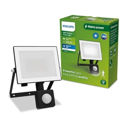 Afbeelding van Philips Lois floodlight Zwart 20W Helder warm licht; 3000K Bewegingssensor Verstraler