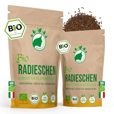 Afbeelding van NanaNatura&#039;s Biologische Radijs Spruitjes Zaden Kiemzaden 180g Kiemkrachtige voor Kiemcultuur Microgroenten in het Spruitglas/Kiemglas