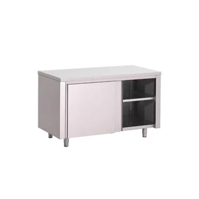 Afbeelding van Gastro M RVS Werktafel Schuifdeuren 200x70x85cm GN155 Horeca &amp; Professioneel