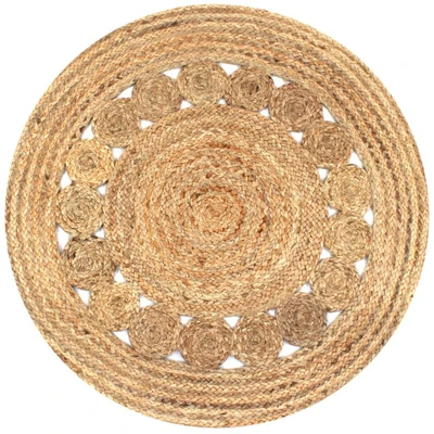 Afbeelding van Tapijt met ontwerp rond 90 cm gevlochten jute