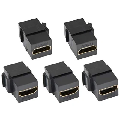 Afbeelding van AAOTOKK HDMI Keystone Koppeling, Vergulde Jack Insert Vrouwelijk naar 3D 4K Koppeling Adapter voor Muurplaat (Zwart/5 Pack)