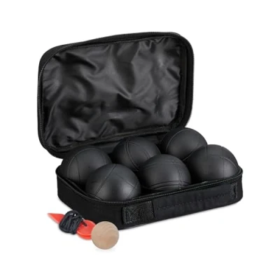 Afbeelding van Relaxdays jeu de boules set petanque ballen 6 staal met tasje