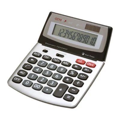 Afbeelding van Genie 560 T 12 cijferige design desktoprekenmachine (dual power (zonne energie en batterij), jumbo display) zilver/grijs