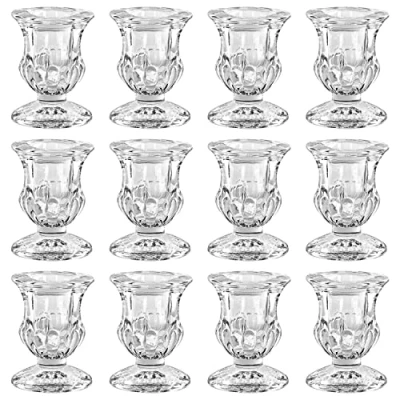 Afbeelding van Belle Vous Taps Toelopende Kaarsen Houder Set (12 Pak) B4,7 x H6,3 cm Kristalhelder Glazen Houders voor Huisornamenten, Bruiloft Tafel Decoratie Stukken en Aromatherapie Geschenk