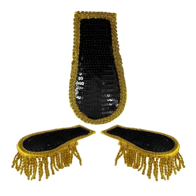Afbeelding van Fjesta Epauletten Zwart Met Goud Pailletten Dames Heren Carnaval Accessoires Zwart/Goud One Size