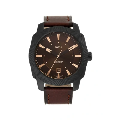 Afbeelding van Fossil FS5972 Horloge Machine staal leder zwart bruin 49 mm