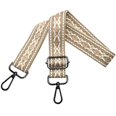 Afbeelding van Verstelbare schouderriem voor dames, draagriem, tassenriem om te wisselen, tasriem breed 3,8 cm met zwarte karabijnhaak, schoudertas, handtassen, wit, kaki, N22