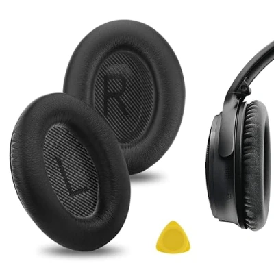 Afbeelding van Geekria QuickFit Proteïne lederen vervangende oorkussens voor Bose QuietComfort QC45 QC35, QC35 ii, ii Gaming, SoundLink Around Ear 2 Hoofdtelefoons Oorkussens, Reparatieonderdelen headset