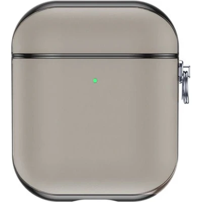 Afbeelding van Valenta AirPods Hoesje Leer Snap Gen 1 2 Grijs