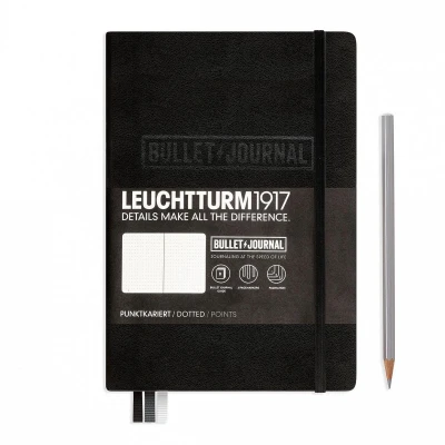 Afbeelding van Leuchtturm Black, Bullet Journal Edition 2, Medium (A5), 120 g/mì paper, 206 p., dotted